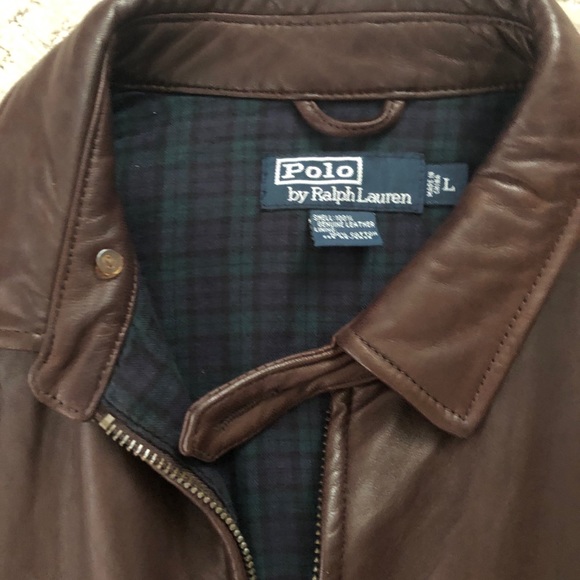polo brown leather jacket